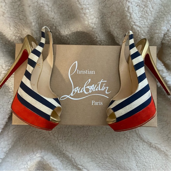 Christian Louboutin Lady Peep Sling Heels 36/5.5 - Picture 1 of 13